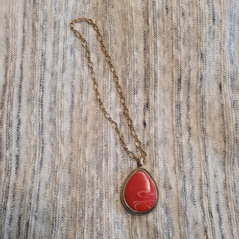 RMN Signed Roman Coral Colorway 18" Cabochon Pendant Necklace